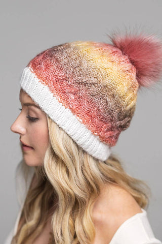 Colored Cable Knitted Beanie