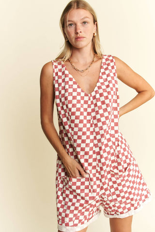 PLAID PRINT SHORTS ROMPER