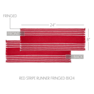 Arendal Red Stripe Fringed Table Runner