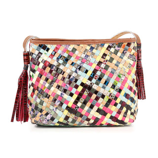 Genuine Leather Woven Crossbody