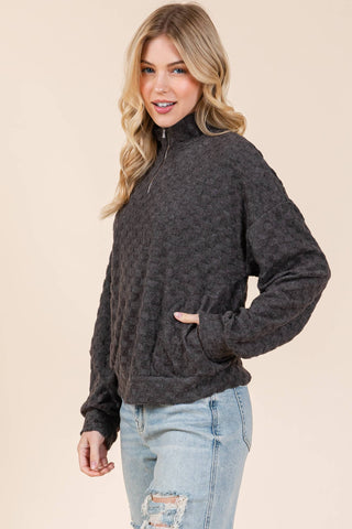 Check It Out Quarter Zip Top in Cream
