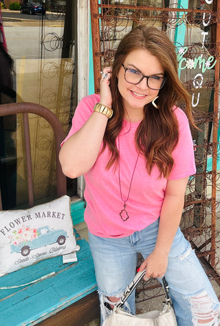 Best Boyfriend Tee in Fuschia