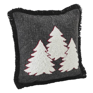 3 Christmas Trees Black Woven Pillow
