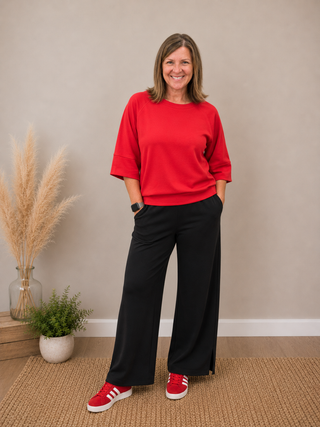 Reagan 3/4 Sleeve Top in Ruby Red