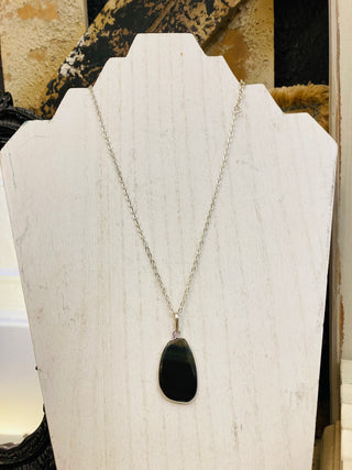 Black Stone Pendant Necklace
