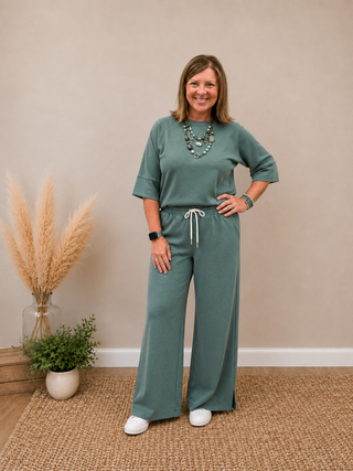 Reagan Drawstring Pants in Ash Jade