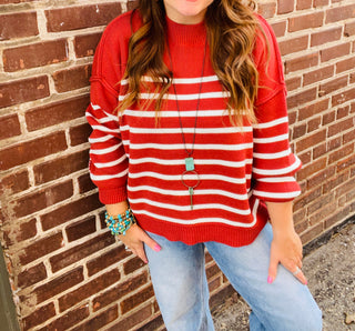 Sasha Striped Sweater in Rust