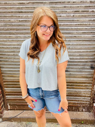 Britta Melange Top in Ash Jade