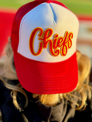 ONLINE EXCLUSIVE ~ Red & Gold Chiefs Chenille Patch Trucker Cap