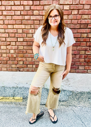 Britta Melange Top in Sand Beige
