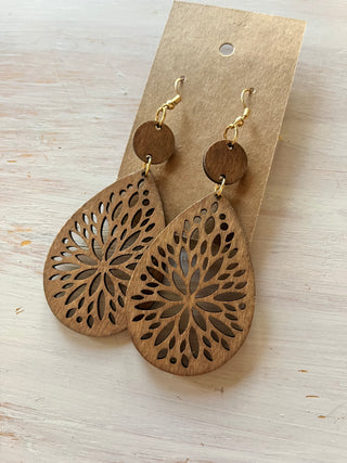 Starburst Wood-toned Earrings