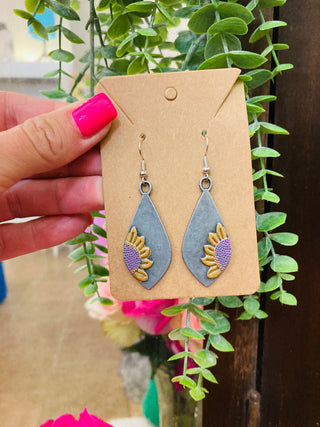 Teardrop Sunflower Earrings