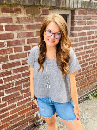 Britta Drop Shoulder Tee in Charcoal