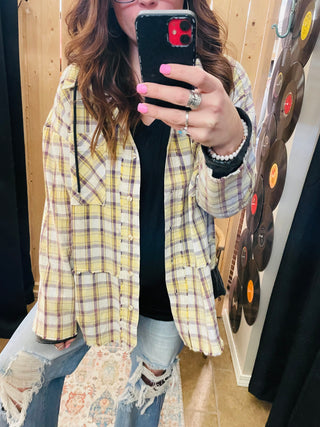 Heather Plaid Top with Hood