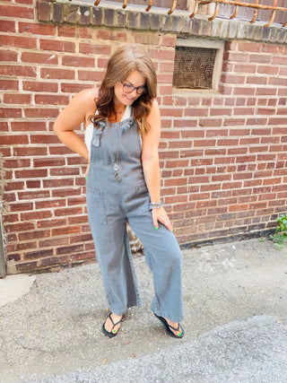 Ash Black Knot Strap Jumpsuit