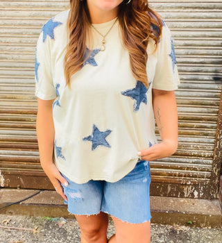 Distressed Patchwork Star Tee