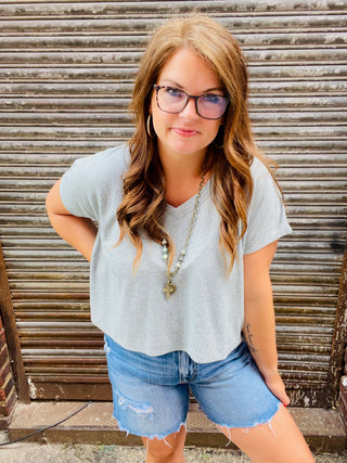 Britta Melange Top in Ash Jade