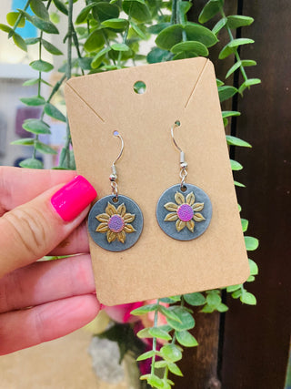 Circle Sunflower Earrings