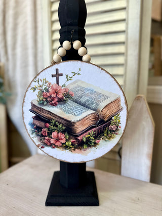 Floral Bible Wooden Sign