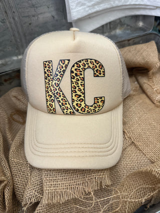 Khaki KC Leopard Trucker Hat