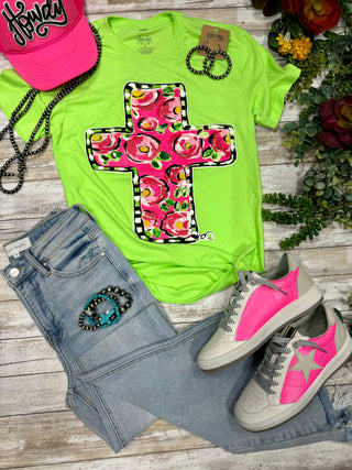 **ONLINE EXCLUSIVE** Callie Ann Stelter Pink Floral Cross Tee