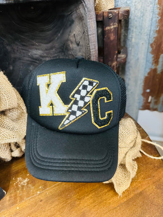 Black Checked Lightening KC Trucker Hat