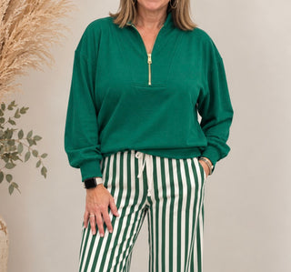 Rachel Half Zip Pullover in Dark Green