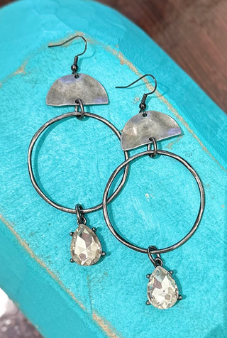 Silver Crystal Drop Earrings