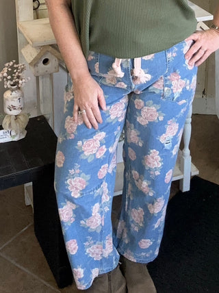 Floral Denim Pants