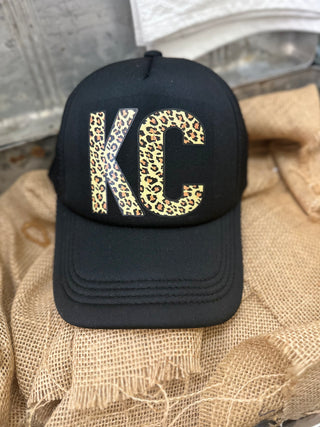 Black KC Leopard Trucker Hat