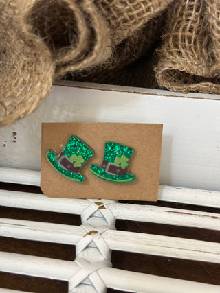 St. Patrick's Day Glitter Stud Earrings
