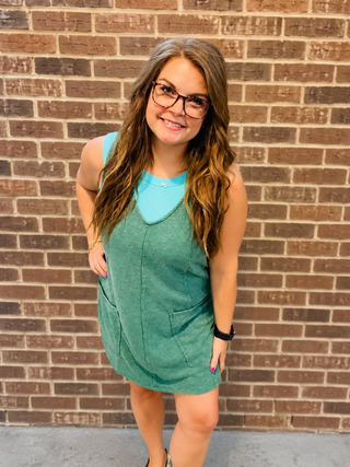 Ollie Overall Dress in Green