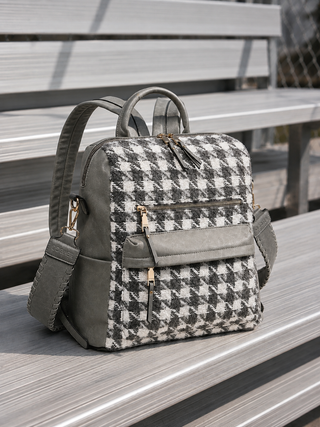 Amelia Houndstooth Convertible Backpack