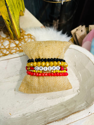 Chiefs Heart Bracelet Stack