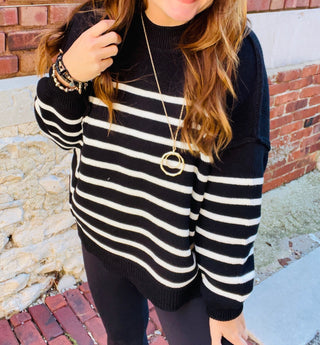 Sasha Striped Sweater in Black