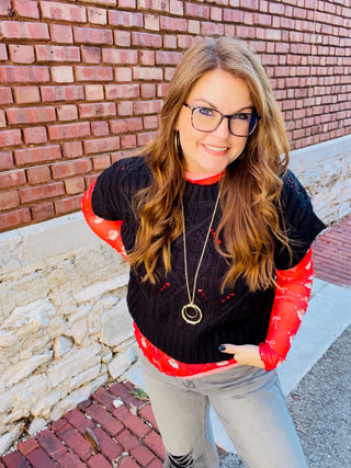 Emily Short Sleeve Sweater in Black