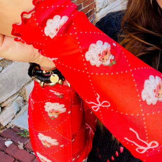 Santa's Signature Bow Mesh Top