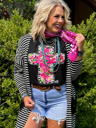 **ONLINE EXCLUSIVE** Callie Ann Stelter Pink Floral Cross Tee