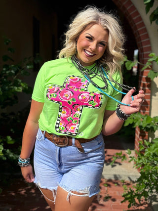 **ONLINE EXCLUSIVE** Callie Ann Stelter Pink Floral Cross Tee