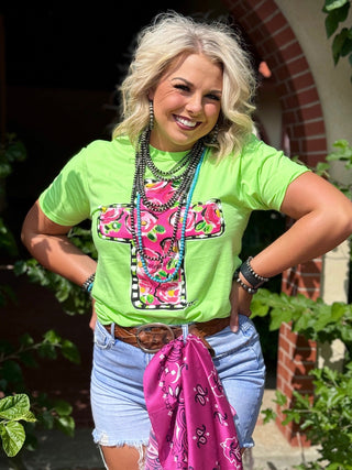 **ONLINE EXCLUSIVE** Callie Ann Stelter Pink Floral Cross Tee