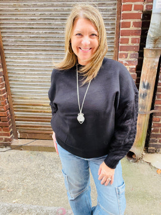 Natasha Cable Knit Sweater in Black