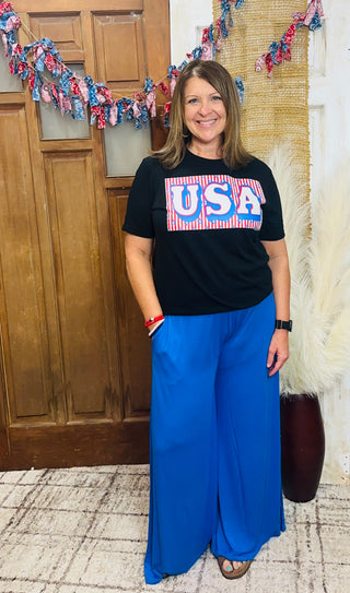 Brandi Palazzo Pants in Ocean Blue