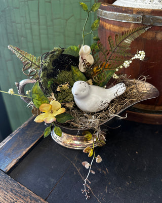Silver Bird's Nest Centerpiece by One Empty Nest