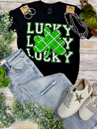 **ONLINE EXCLUSIVE** Plaid Shamrock Lucky Grapic