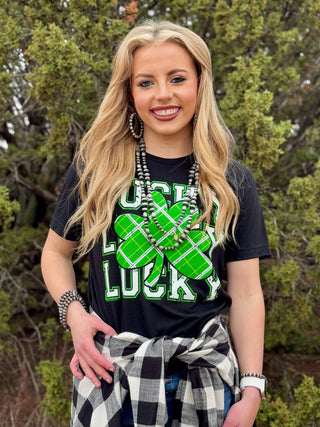 **ONLINE EXCLUSIVE** Plaid Shamrock Lucky Grapic