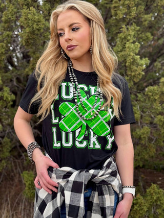 **ONLINE EXCLUSIVE** Plaid Shamrock Lucky Grapic