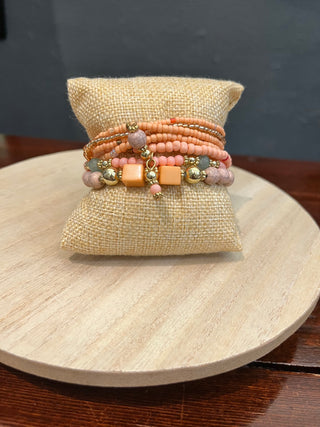 Simple and Sweet Bracelet Set - Coral