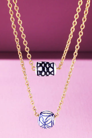 Double Layer Ceramic Bead Necklace