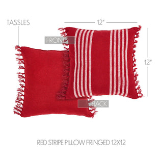 Arendal Red Stripe Fringed  Pillow