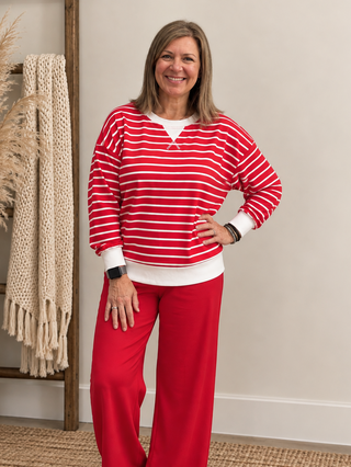 Everyday Striped Pullover in Red